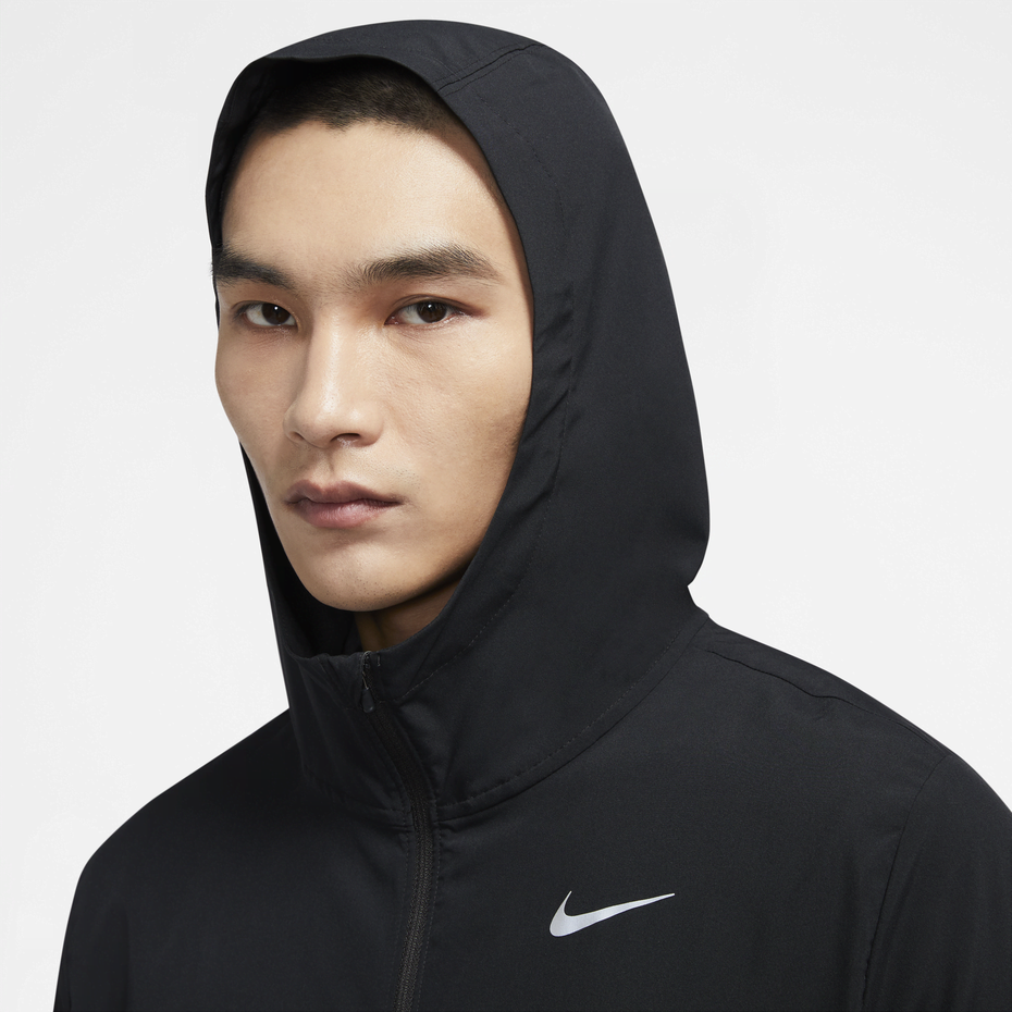 Nike Run Stripe Woven Dri-Fit Running Jacket 'Black/Black-Reflective Silver'