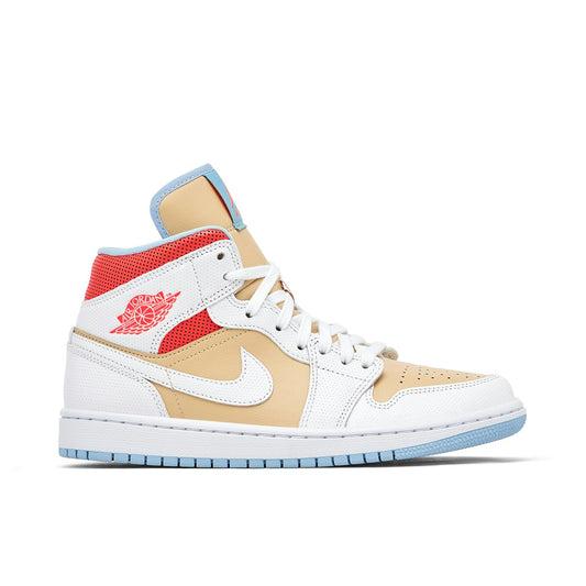 Wmns Air Jordan 1 Mid SE 'Sesame/White-Flash Crimson'