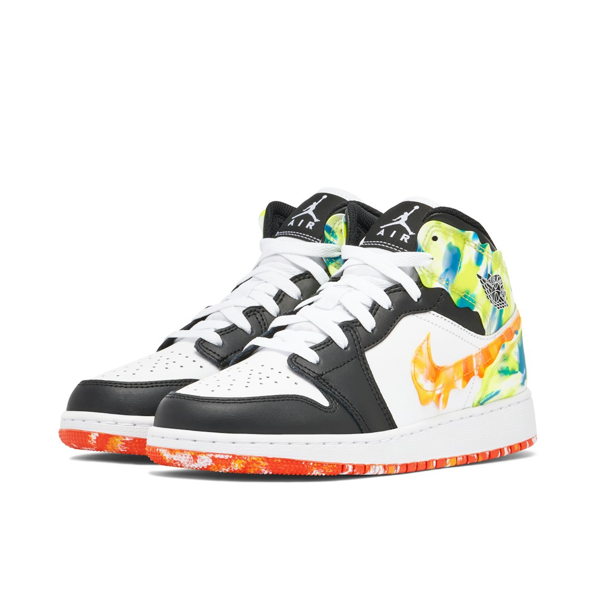 Air Jordan 1 Mid SE (GS) "Drip" 'Black/White-Team Orange'