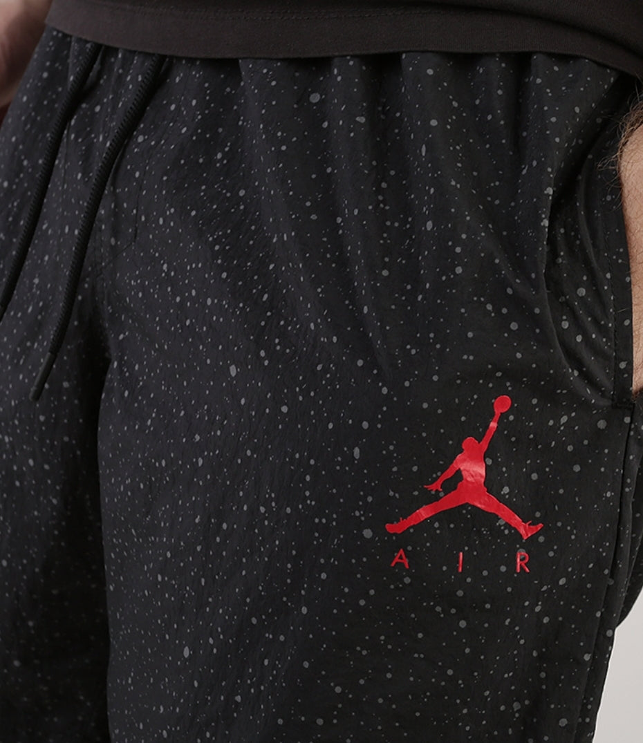 Air Jordan Poolside Cement Shorts 'Black/Cement Grey-Red'