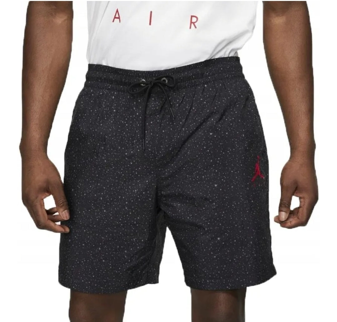 Air Jordan Poolside Cement Shorts 'Black/Cement Grey-Red'