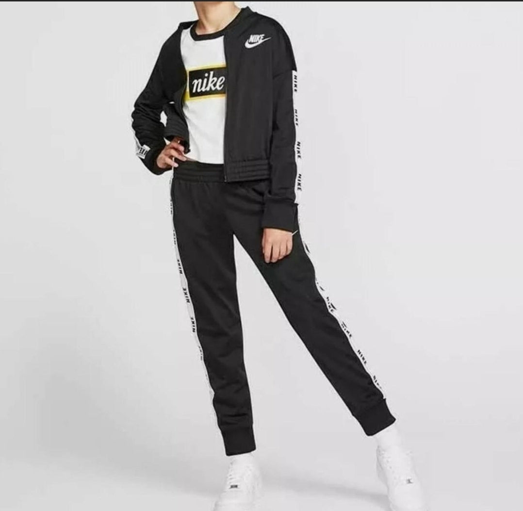 Nike Girls Full Zip Tricot NFS Tracksuit 'Black/Black-White'