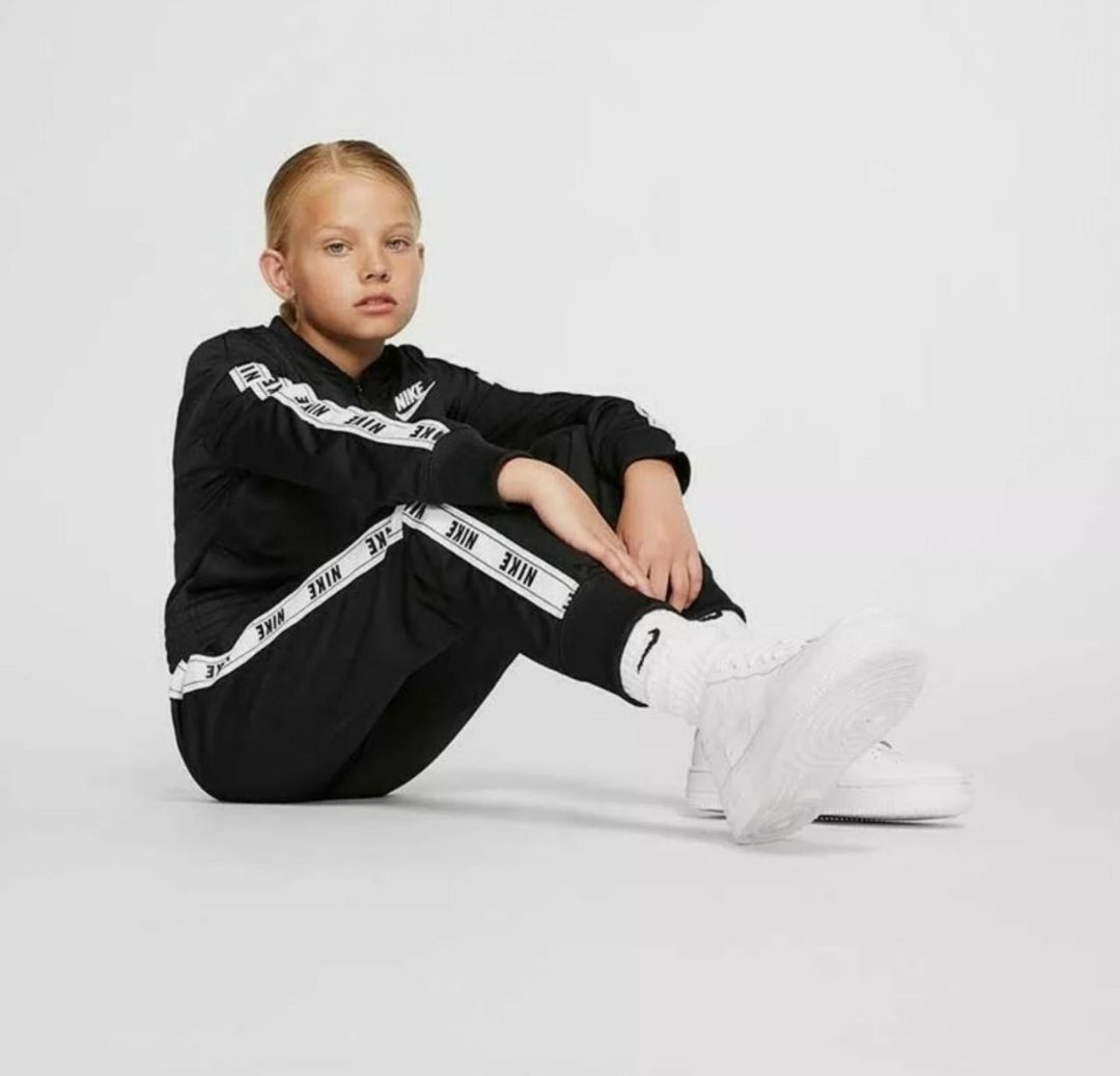 Nike Girls Full Zip Tricot NFS Tracksuit 'Black/Black-White'