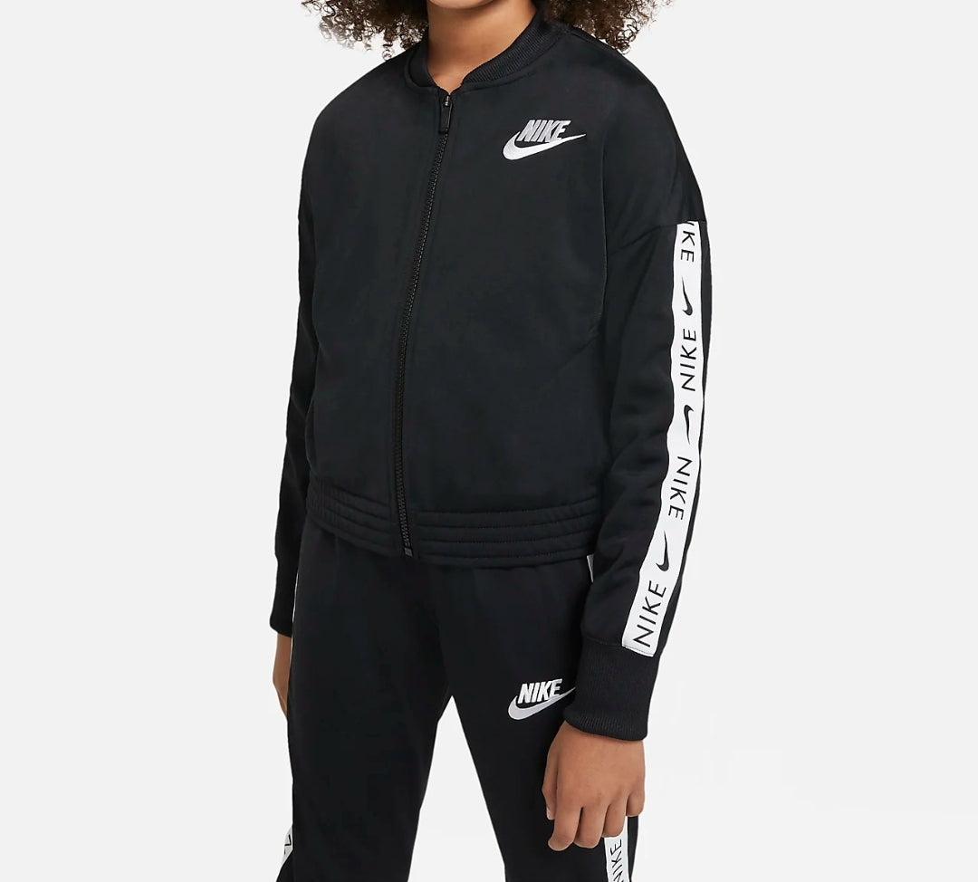 Nike Girls Full Zip Tricot NFS Tracksuit 'Black/Black-White'