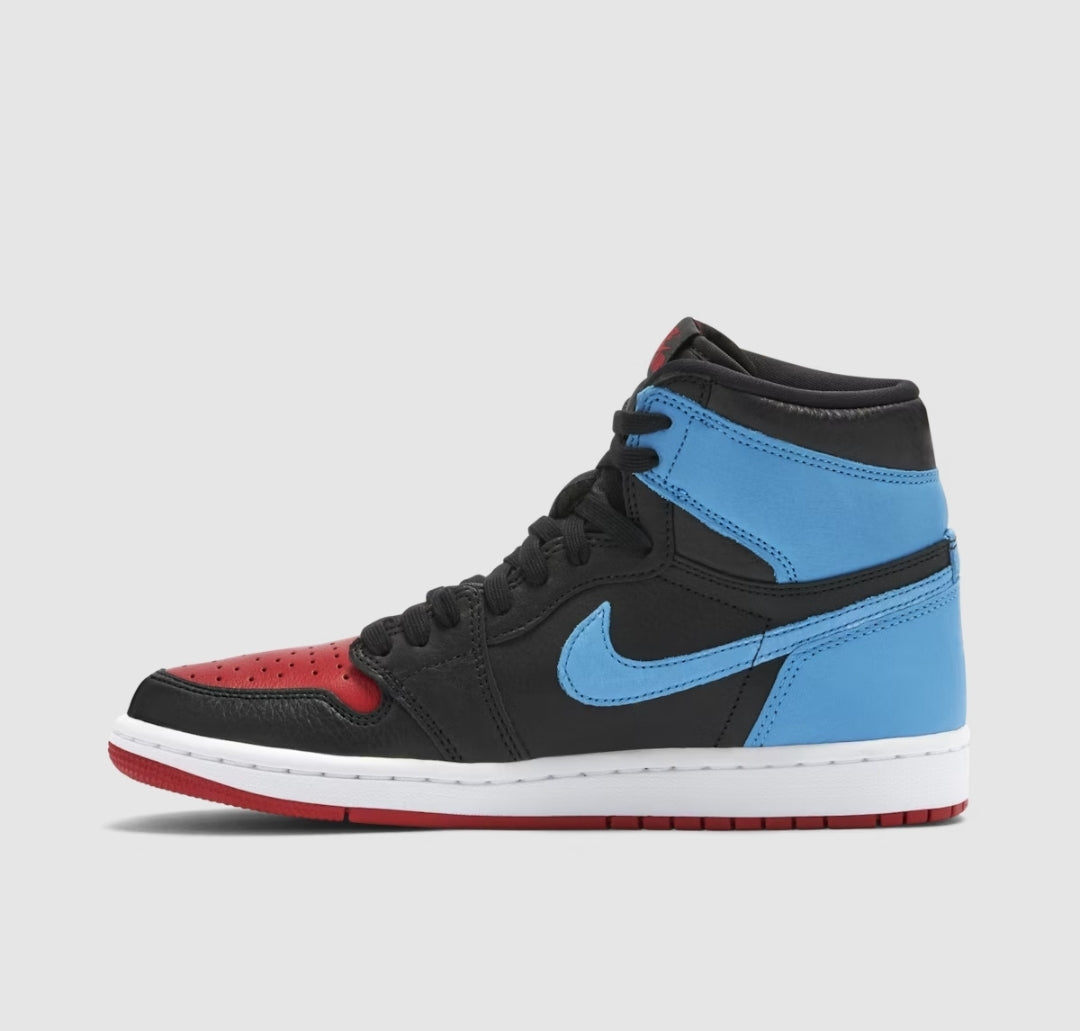 Wmns Air Jordan 1 High OG 'UNC To Chicago' 'Black/Dark Powder Blue-Gym Red Size'