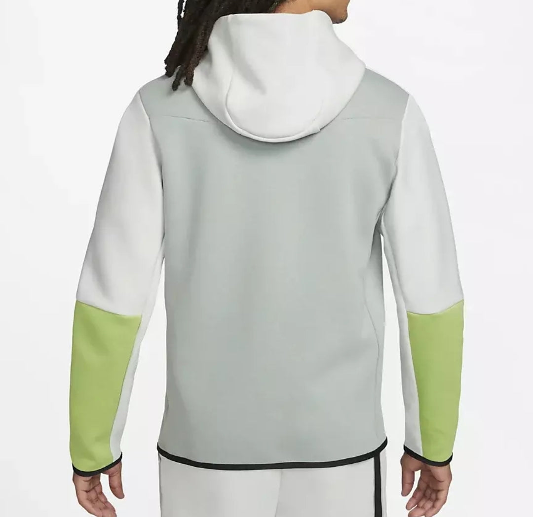 Nike Sportswear Tech Fleece Full Zip Hoodie 'Light Silver/Dusty Sage/Vivid Green-White'