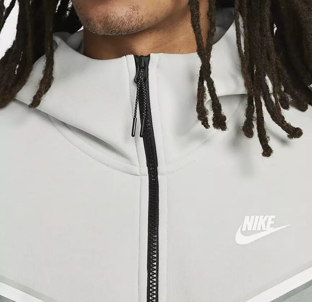 Nike Sportswear Tech Fleece Full Zip Hoodie 'Light Silver/Dusty Sage/Vivid Green-White'