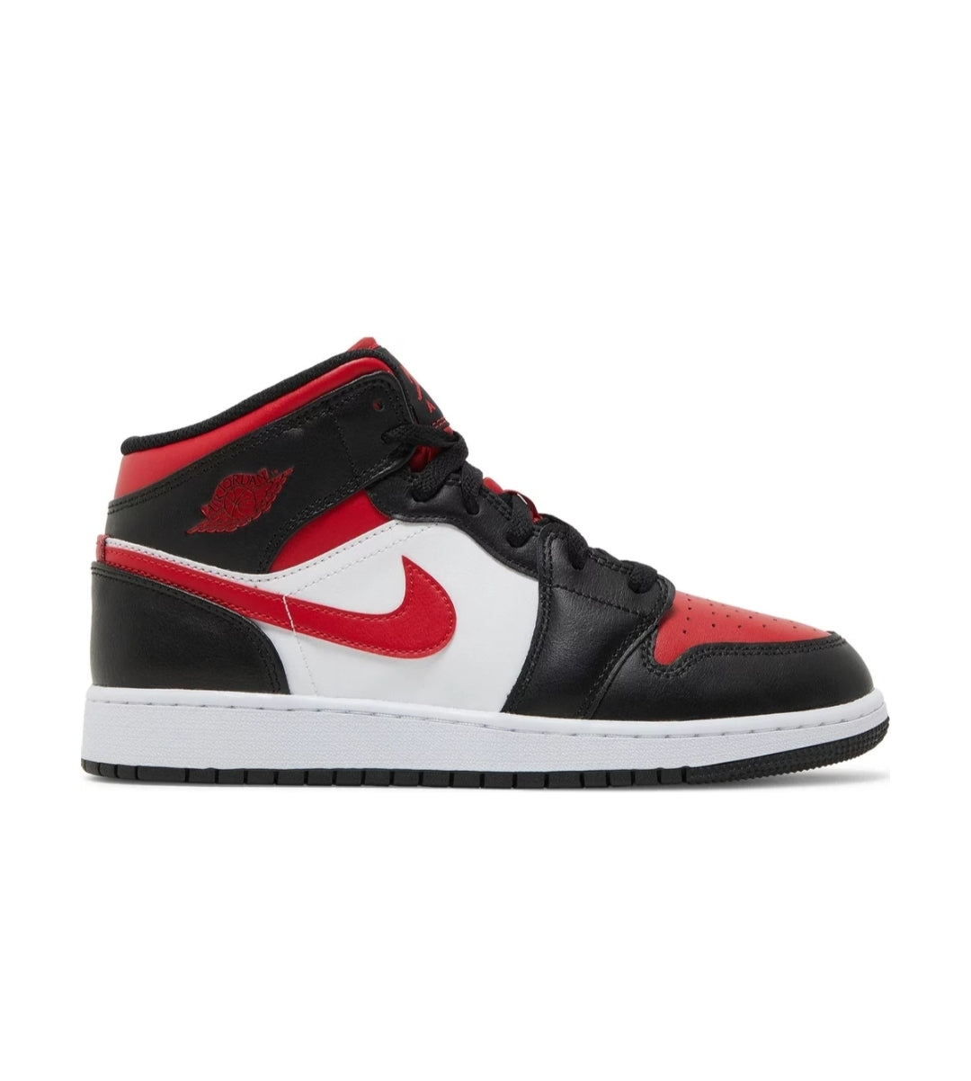 Air Jordan 1 Mid (GS) "Bred Toe" 'Black/Fire Red-White'