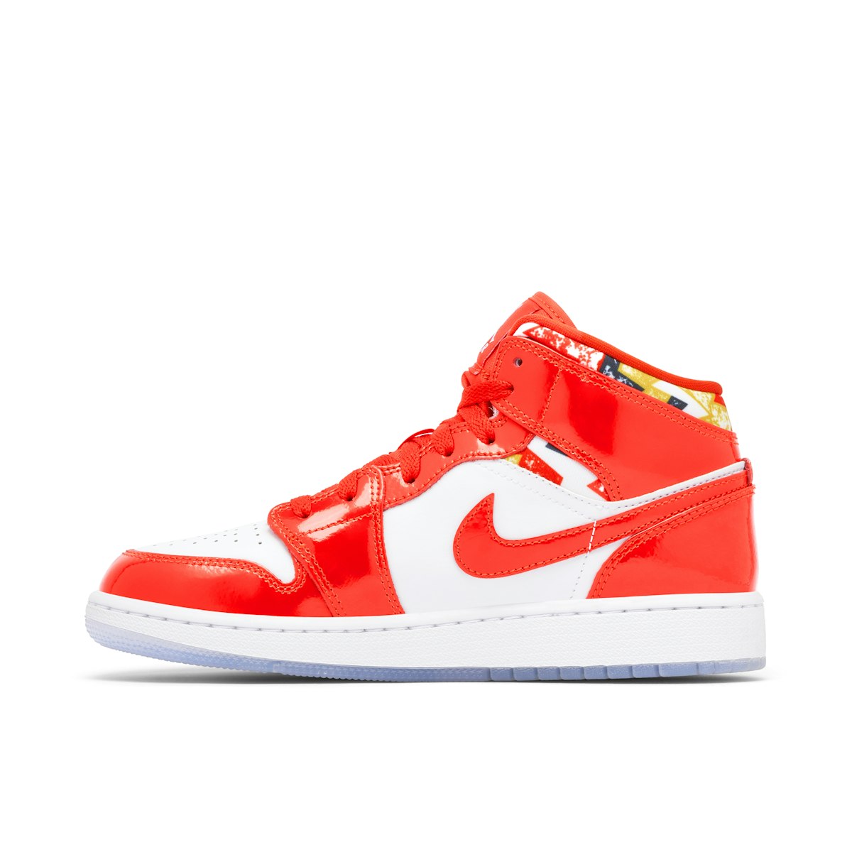 Air Jordan 1 Mid SE (GS) "Barcelona Sweater" 'Chile Red/White-Pollen'