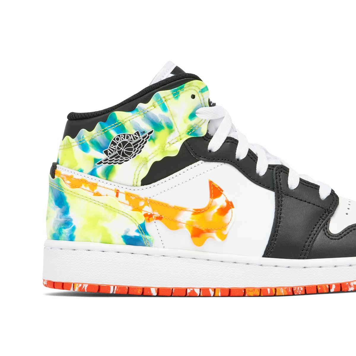 Air Jordan 1 Mid SE (GS) "Drip" 'Black/White-Team Orange'