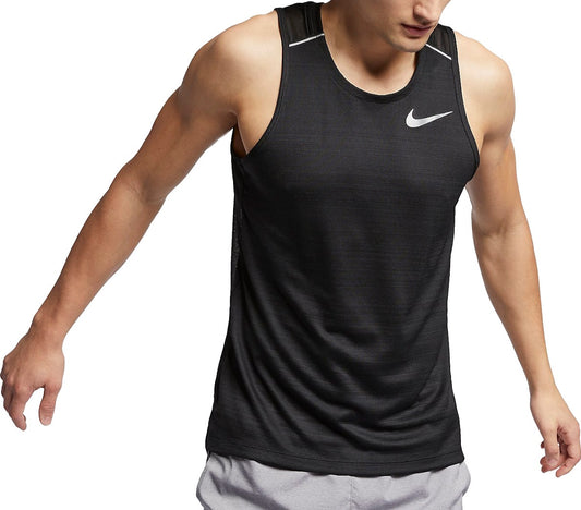 Nike Dri-Fit Miler Tank Sleeveless Running Vest 'Black/Reflective Silver'