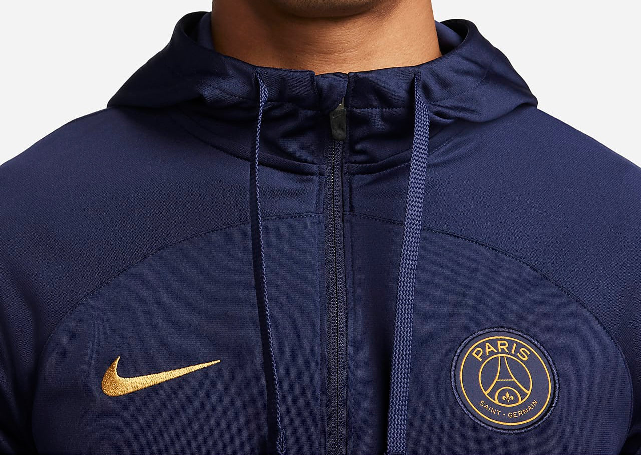 Paris Saint-Germain Strike Nike Dri-Fit Hooded Football Tracksuit 'Blackened Blue/Blackened Blue-Gold Suede'