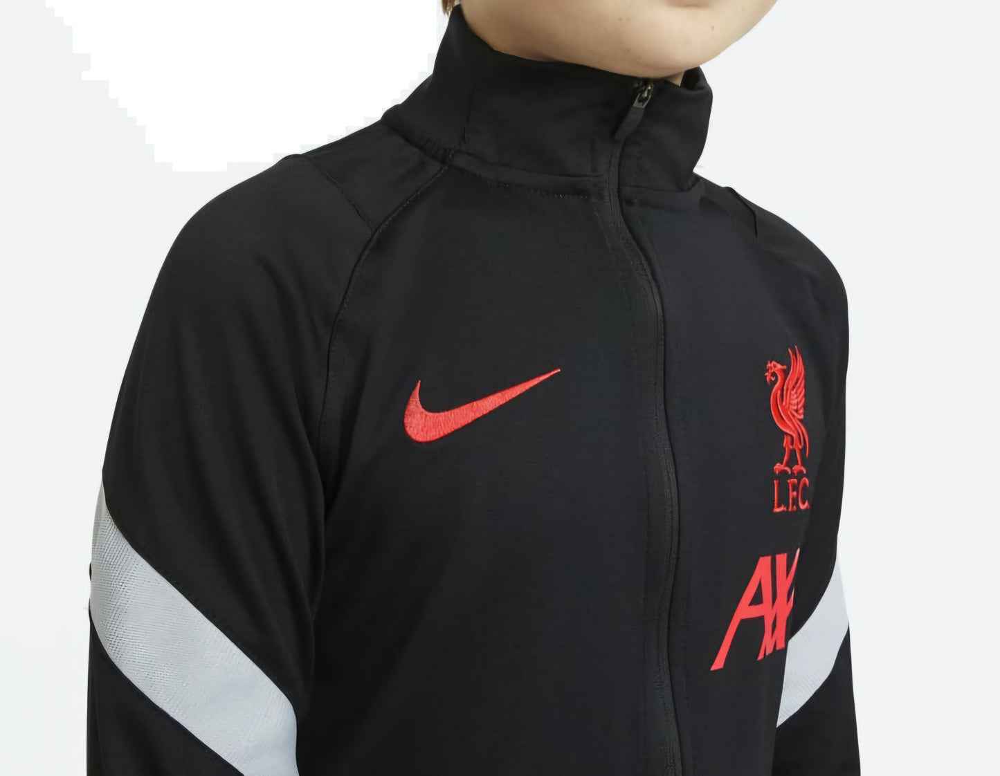 Nike Liverpool FC CL Strike Older Kids Football Tracksuit 'Black/Wolf Grey-Laser Crimson'